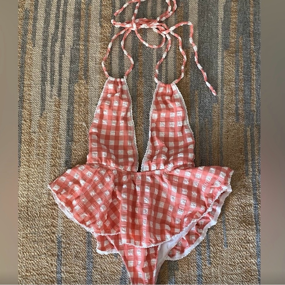 Montce Swim Pampas One Piece in Shrimp Gingham S
